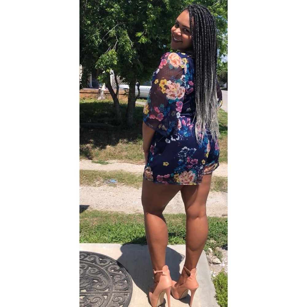 Navy floral print boho romper
